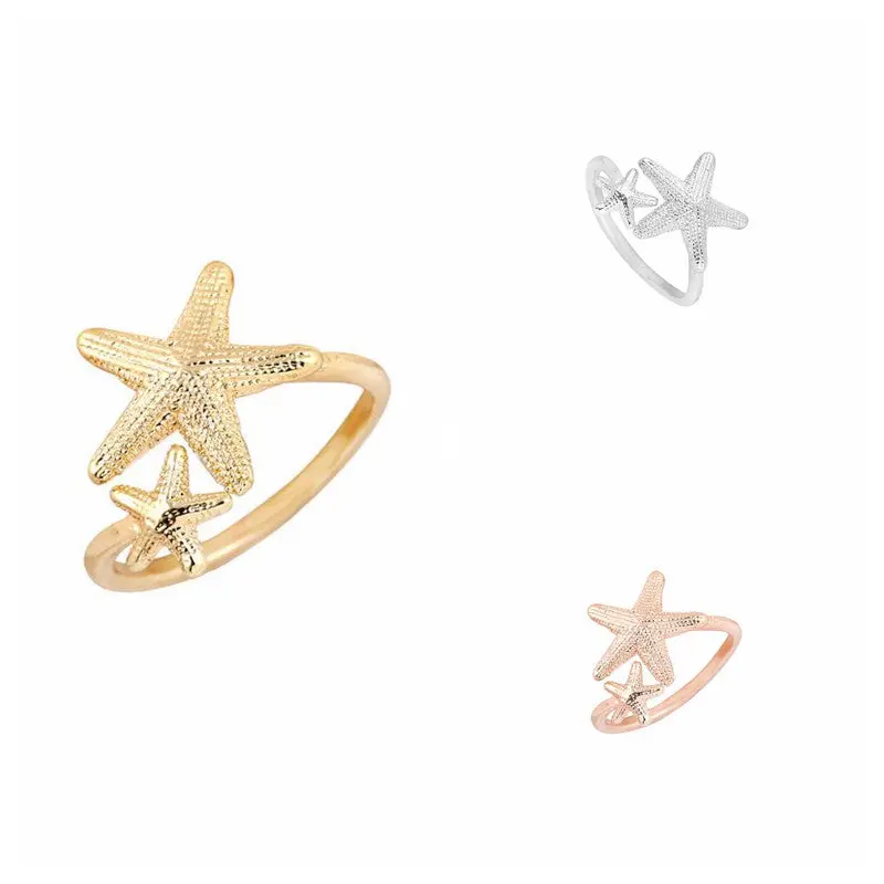 Open Twinkle Stretch Star Ring Nautical Beach Starfish Ring Birthday Gifts R165 1