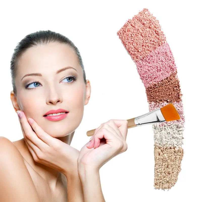 Orange Hair Flat Head Powder Foundation Makeup Brush Facial Eyes Mask Brush Contour Conclear Brushing Brushes Tools 1