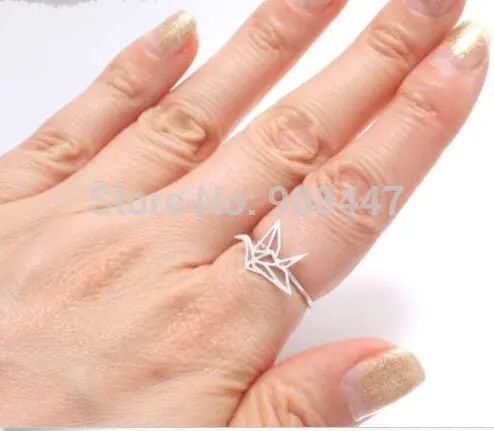 Origami Crane Ring,Bird Ring,Animal Rings Bird Cute Rings Gift R252 2