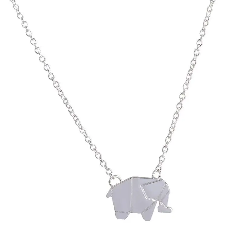 Origami Elephant Geometric Cute Animal Elephant Necklace Woodland Elephant Animal Jewelry 30Pcs-N192 2