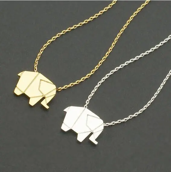 Origami Elephant Geometric Origami Animal Elephant Necklace Woodland Elephant Animal Jewelry 10Pcs-N192 1