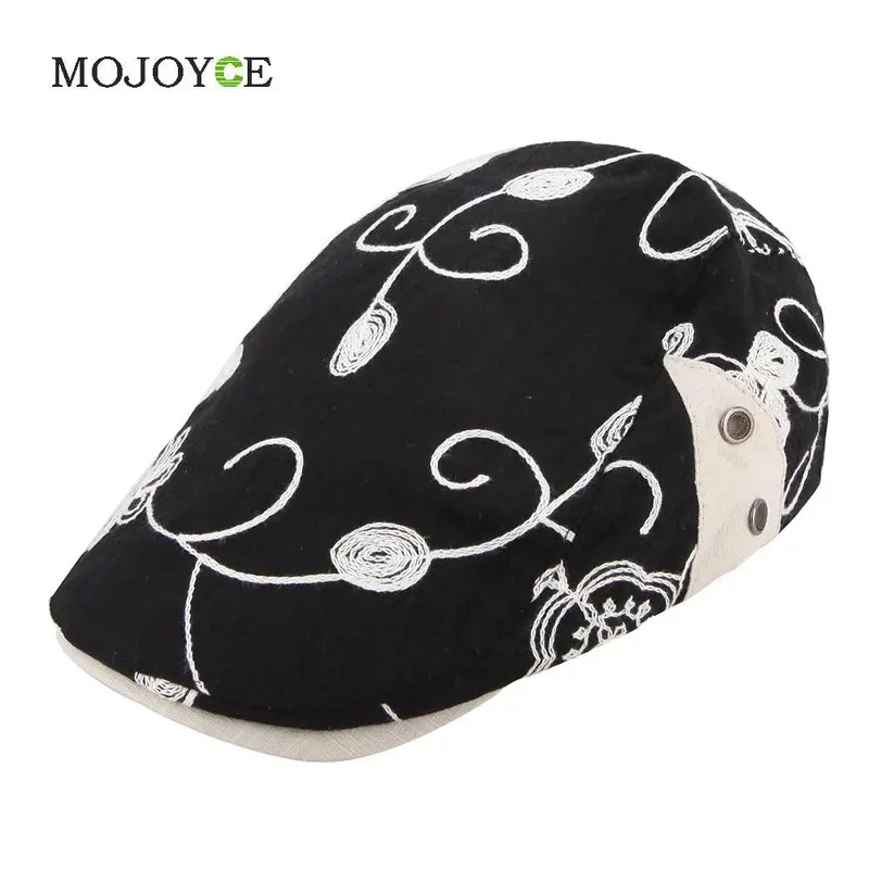 Outdoor Flower Embroidery Berets Caps For Women Casual Peaked Cap 1