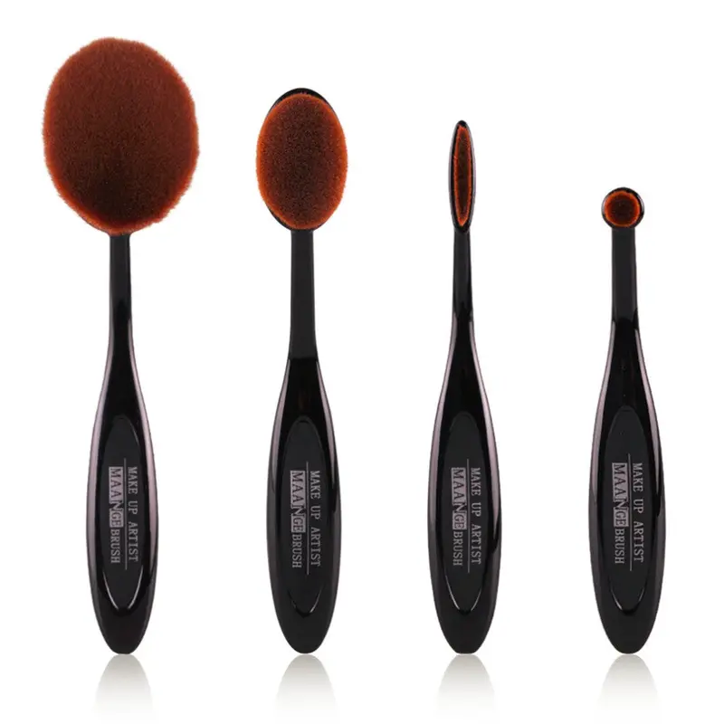 Oval Face Eye Makeup Brush Black Rose Gold Soft Bristles 4 Pcs 1