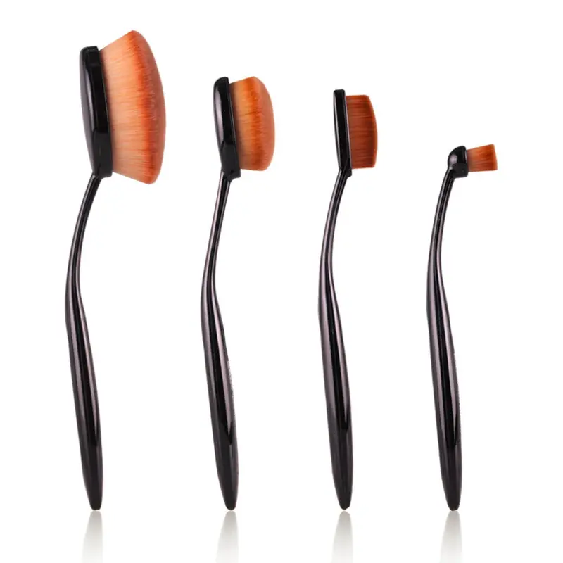 Oval Face Eye Makeup Brush Black Rose Gold Soft Bristles 4 Pcs 2