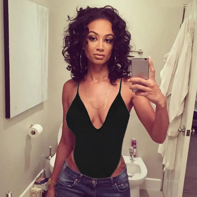 Overalls Sexy Women Sexy Black Sling V Neck Blouse Ladies Stretch Bodysuit Tops Jumpsuit Plus Size Feida 1