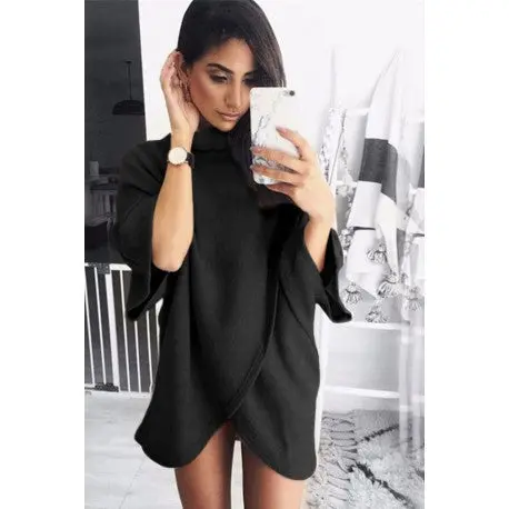 Oversize Sweatshirt Dress Women Dress Front Cross Irregular Dress Women Casual Loose Vestidos 1