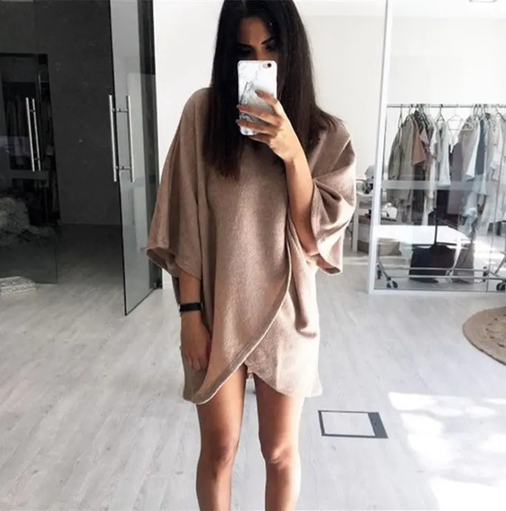 Oversize Sweatshirt Dress Women Dress Front Cross Irregular Dress Women Casual Loose Vestidos 8