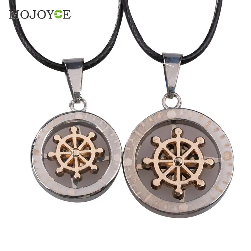 Pair Of Couple Compass Pendant Necklace Boy Girl Fashion Jewelry 1