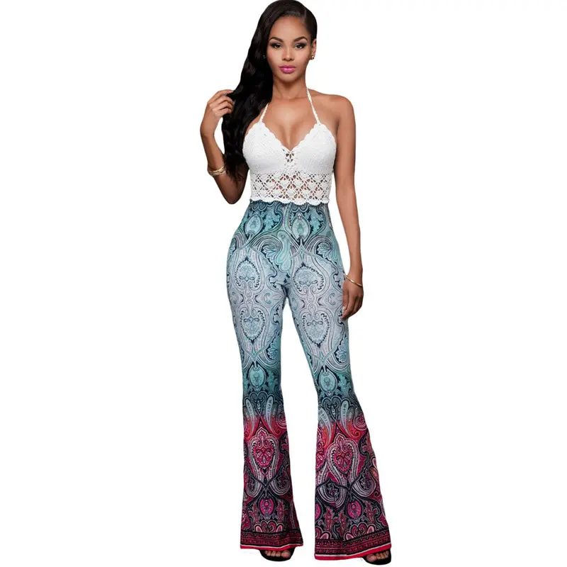 Paisley Print Palazzo High Waist Flare Pants Top Pants With Elastic Waist High Waisted Trousers 1