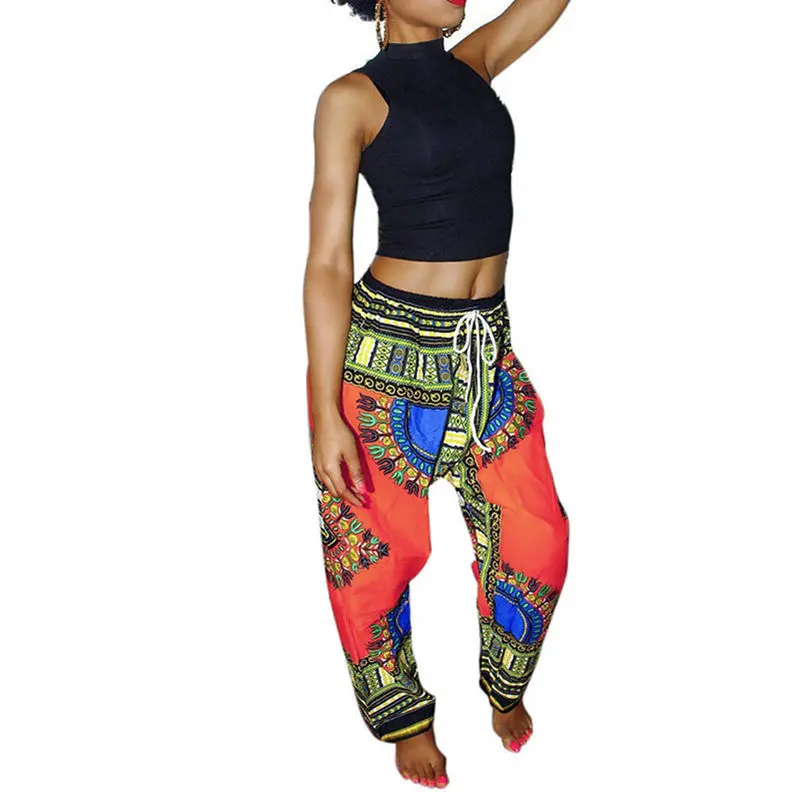 Pantalones Mujer Pants Women Boho Pants Boho Print Bohemia Traditional African Print Wide Leg Pants Trousers Women 1