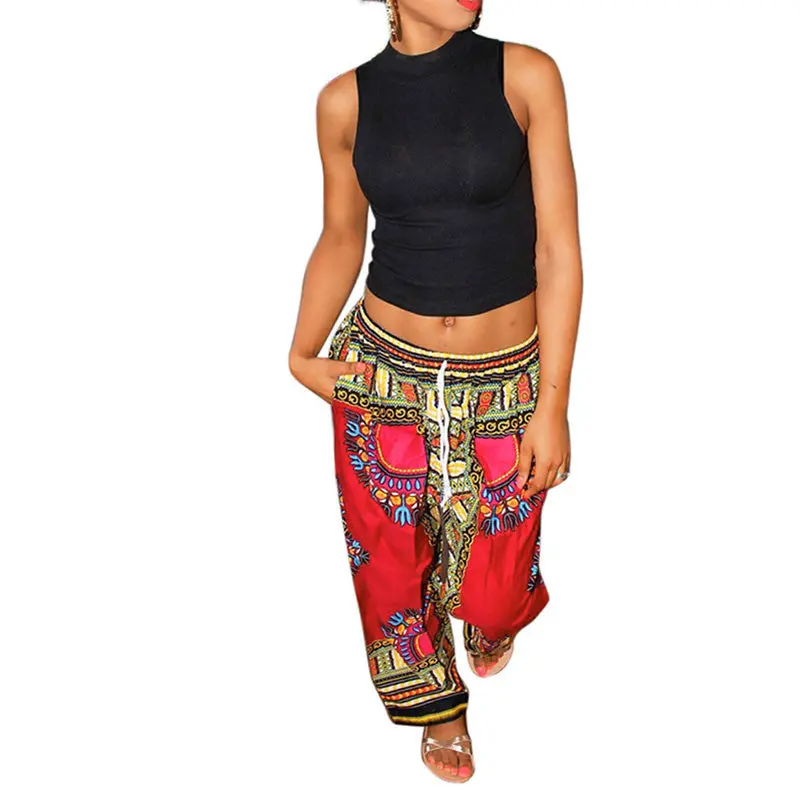 Pantalones Mujer Pants Women Boho Pants Boho Print Bohemia Traditional African Print Wide Leg Pants Trousers Women 12
