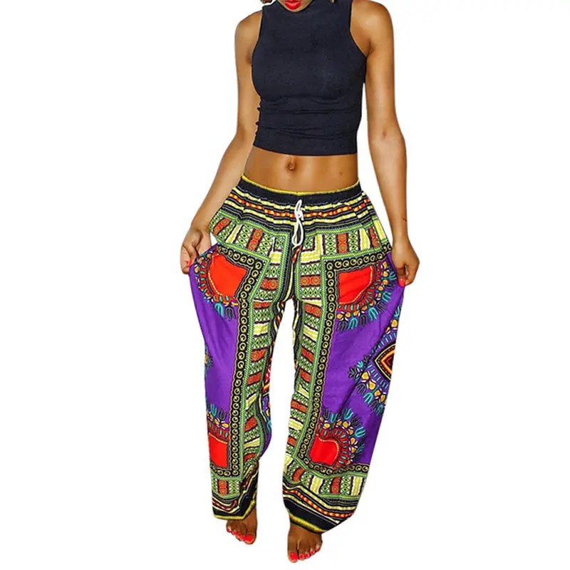 Pantalones Mujer Pants Women Boho Pants Boho Print Bohemia Traditional African Print Wide Leg Pants Trousers Women 5