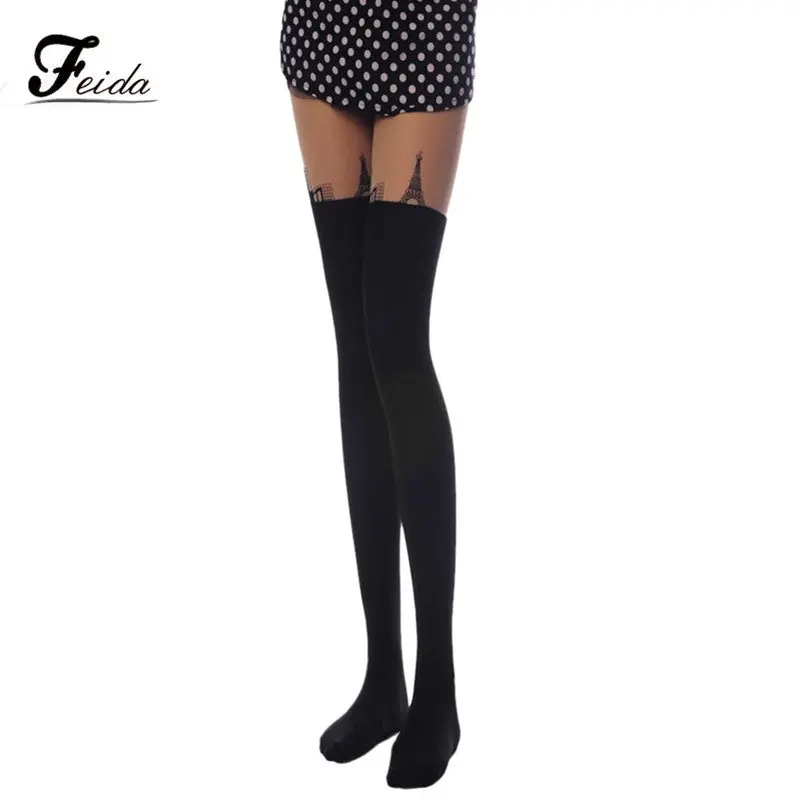 Pantyhose Women's Stockings Tower Printed Tights Pantyhose Stockings Feida 1