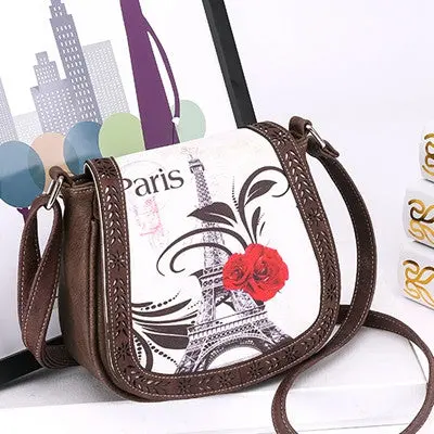 Paris Style Tower Print Ladies Handbag Chain Shoulder Bags Pu Leather Women Messenger Bag Crossbody Small Bolsa Feminina 3