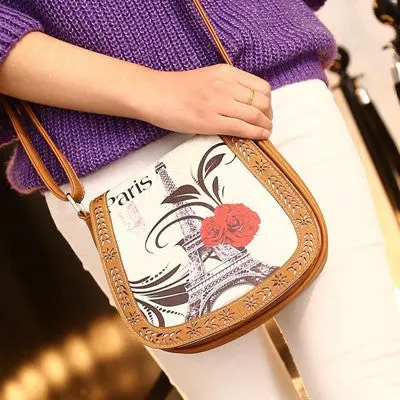 Paris Style Tower Print Ladies Handbag Chain Shoulder Bags Pu Leather Women Messenger Bag Crossbody Small Bolsa Feminina 4