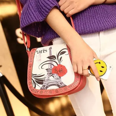 Paris Style Tower Print Ladies Handbag Chain Shoulder Bags Pu Leather Women Messenger Bag Crossbody Small Bolsa Feminina 5