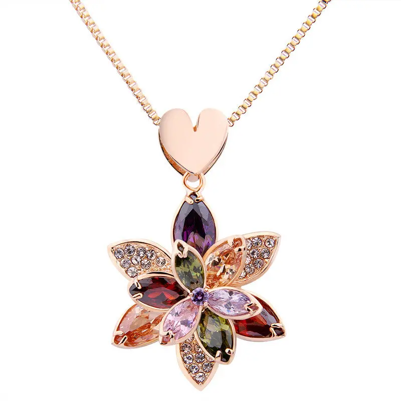 Party Crystal Flower Gold Mesh Necklace Luxury Wedding Necklace Super Deal Necklace Sn077 1