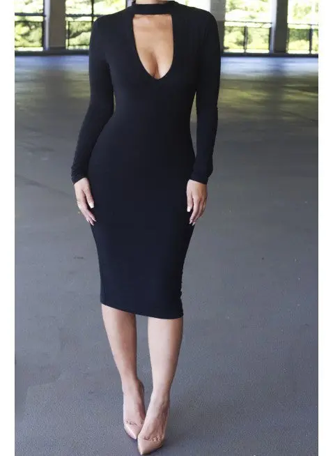 Party Dresses Fall Long Sleeve Midi Pencil Tunic Women Sexy Club Stretchy Bandage Bodycon Dress Women Clothing 1