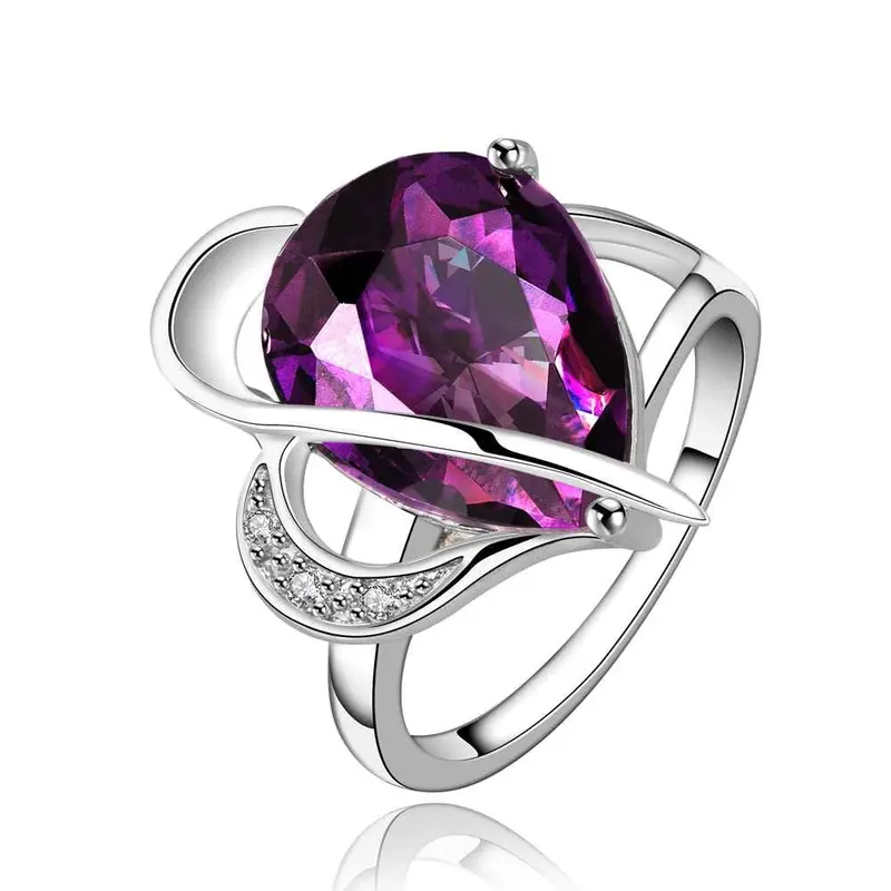Party Engagement Wedding Ring Shine Purple Stone Ije Womens Rings Anillosfblr  2 1