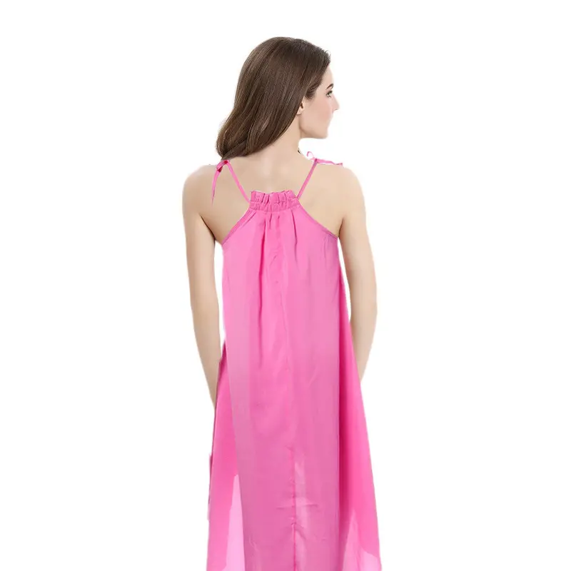 Party Vestido Women Sleeveless Chiffon Dress Beach Boho Irregular Dresses Plus Size Xl Casual Robe Pink 4