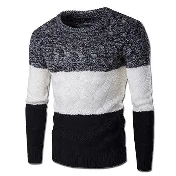 Patchwork Sweaters And Pullovers Hombre Casual Slim Fit Long Sleeved O Neck Sweaters Outwear 1