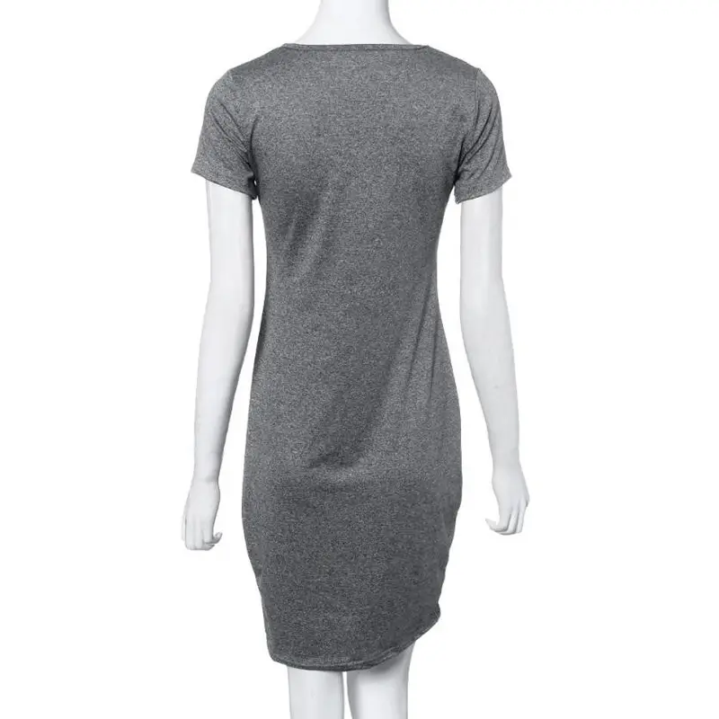 Pencil Dress Women Slim Short Sleeve Casual Bodycon Party Dress Fitted Women Shirt Dress 3