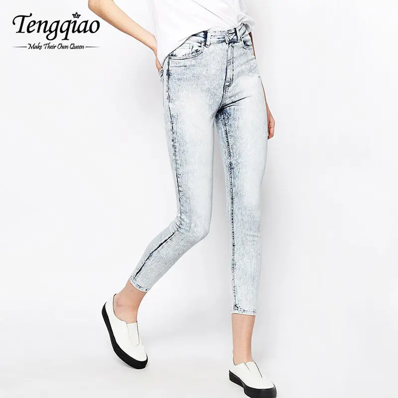 Pencil Pants Jeans High Waist Silver Skinny Jeans Denim Boyfriend High-Waisted Jeans Denim Pant Trousers 1
