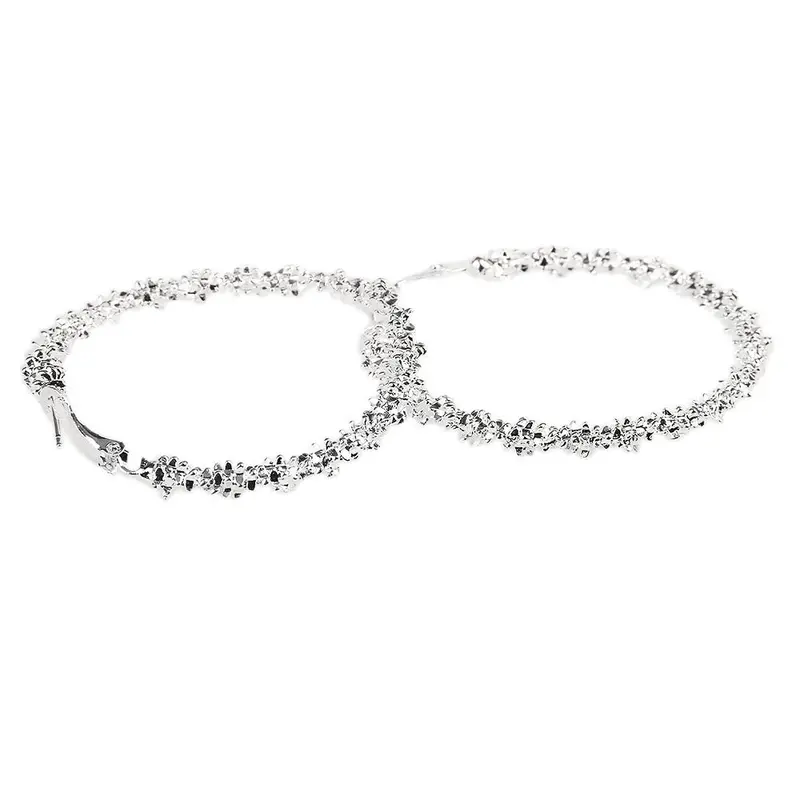 Personality Earrings Jewelry Silver Plated Big Round Circle Large Round Shine Hoop Party Earring For Women 1