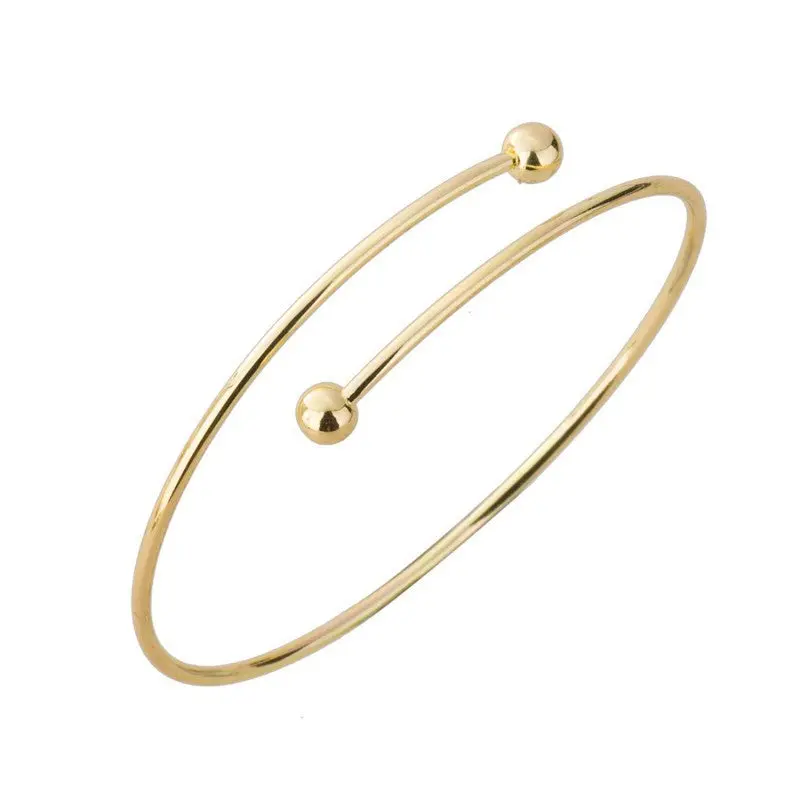 Personality Exaggerated Double Ball Thin Wire Warp Bangle Cuff Bracelet 10Pcs-G017 1