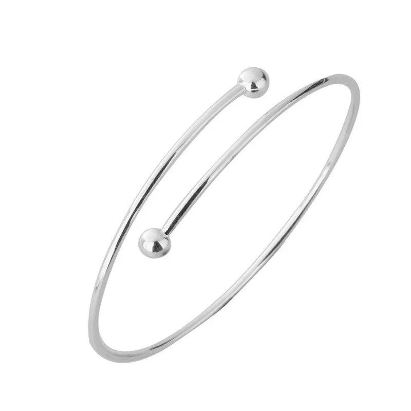 Personality Exaggerated Double Ball Thin Wire Warp Bangle Cuff Bracelet 10Pcs-G017 2