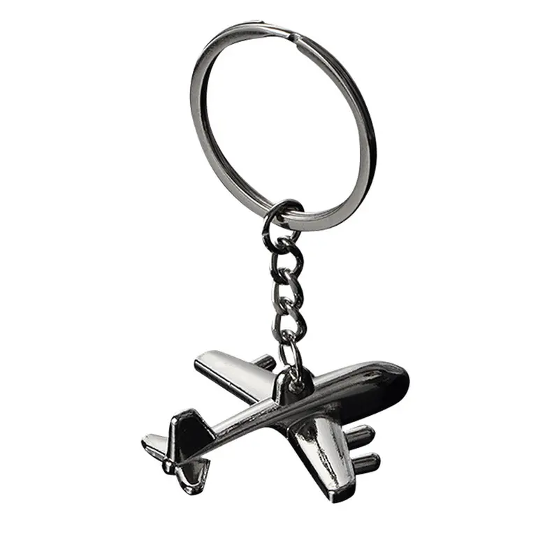 Personality Keychain Gifts For Men Airplane Key Ring Key Chain Rhodium Plated Split Keychain Feida 1