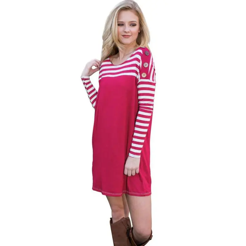 Personality Loose And Comfortable Long Sleeved Button Fringe Dress 1
