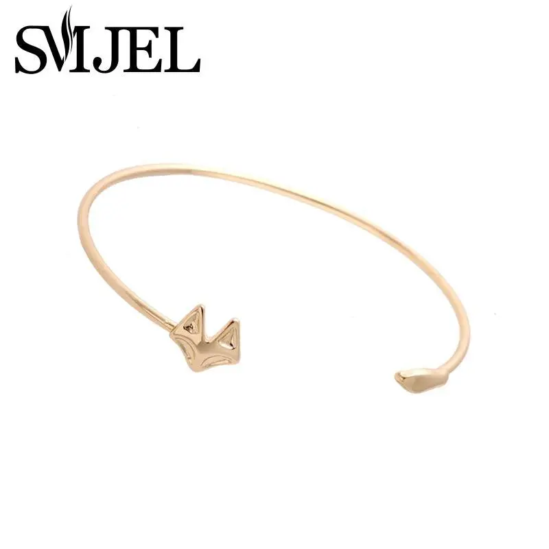Personalized Fox With Tail Wire Bangle Gold Plated Polished Open Animal Cuff Bracelet Bangles G029 1