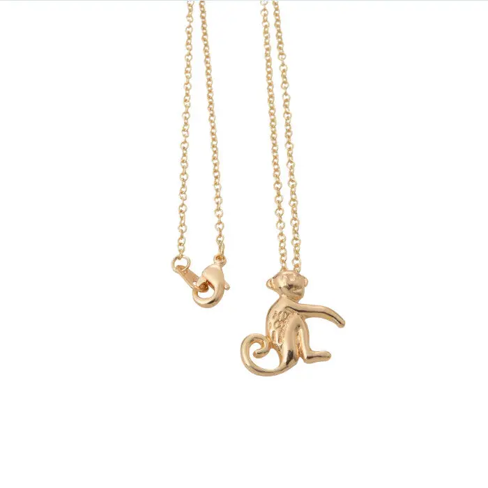 Personalized Monkey Pendant Necklaces Simple Animal Long Chain Necklace 10Pcs-N147 1