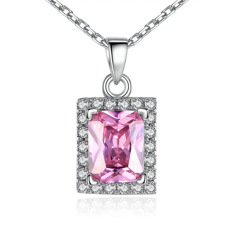 Pink Square Necklace With Pendant For Femme Fashion N092-Pk 1