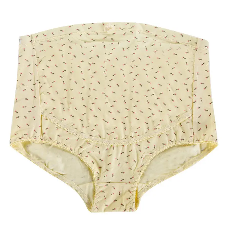 Pink Yellow High Waist Maternity Underwear Antibiotic Maternity Panties Cotton Plus Size Pregnancy Clothing Gravida Lingerie 1