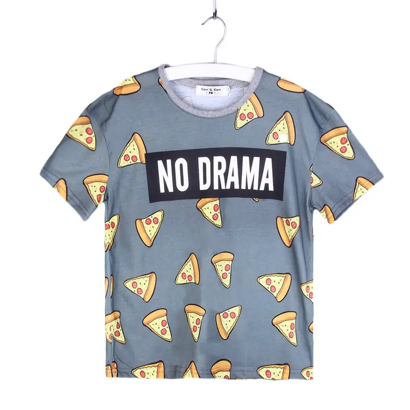 Pizza Cake Printingcute Round Neck Short Sleeved T-Shirt Tops Casual Shirts 1