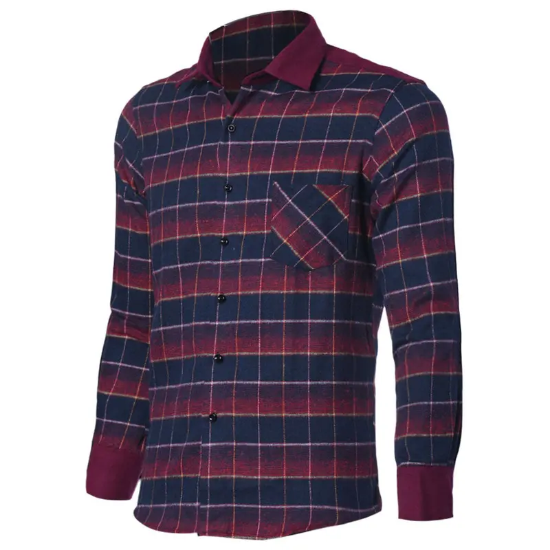 Plaid Shirts Luxury Slim Long Sleeve Formal Business Dress Warm Shirts 1