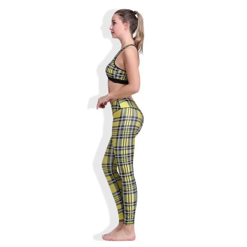 Plaid Tank Vest Tree Sunset 3D Digital Printing Elastic Breathable Girl Gyms Sportslegging Suits 2