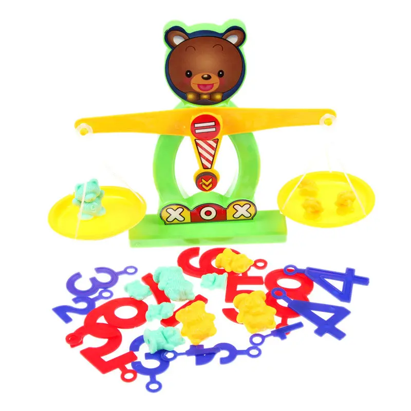 Plastic Balance Beam For Kids Cartoon Bear Balance Toy Scale Measuring Weights Numbers Preschool Eduational Toy 1