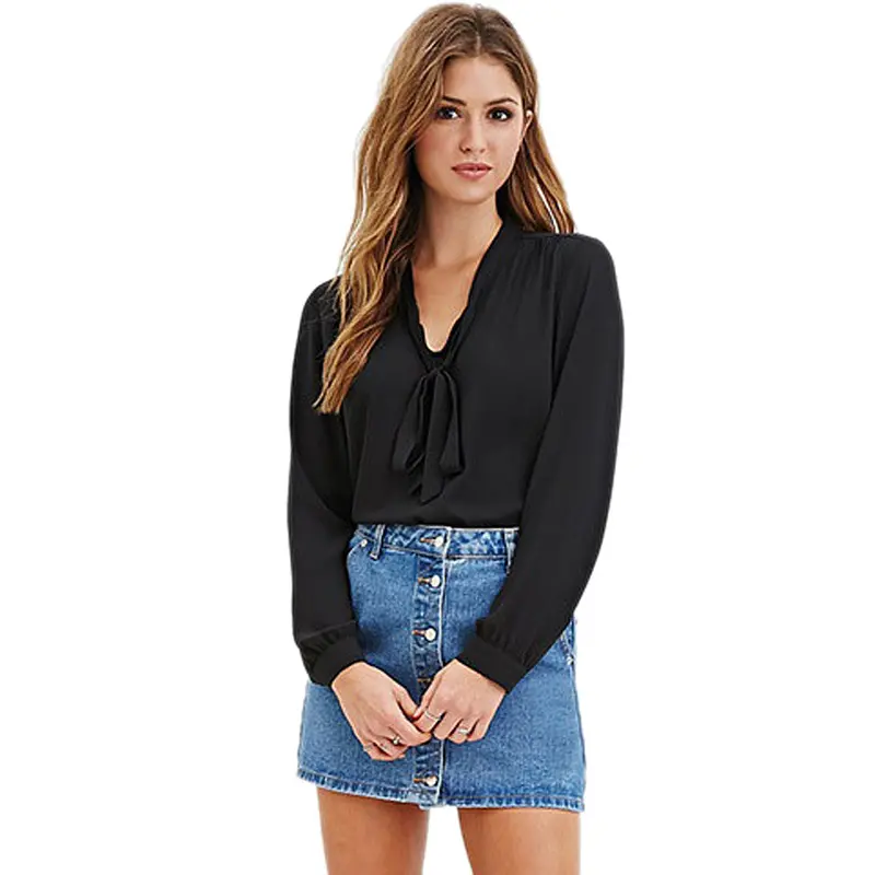 Plus Size Clothing Women Vintage V Neck Long Sleeve Chiffon Blouse Shirt Ladies Office Shirt Korean Feida 1