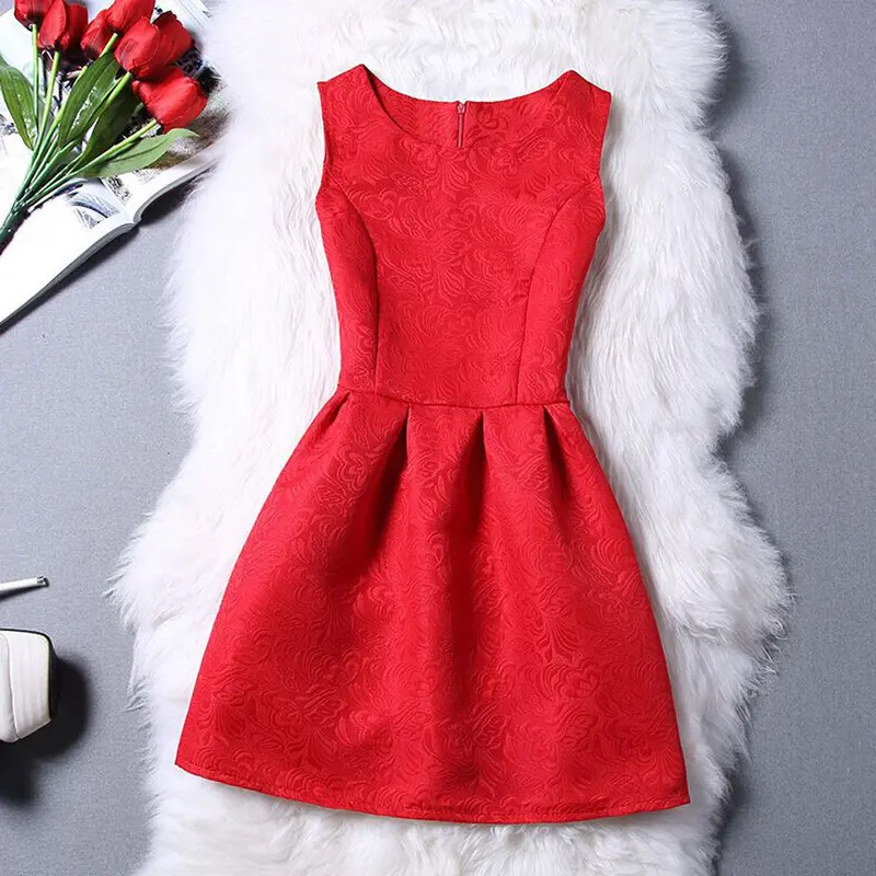 Plus Size Dress Women Elegant Office Casual Sleeveless A-Line Dresses Vestidos De Fiesta Sale Feida 6