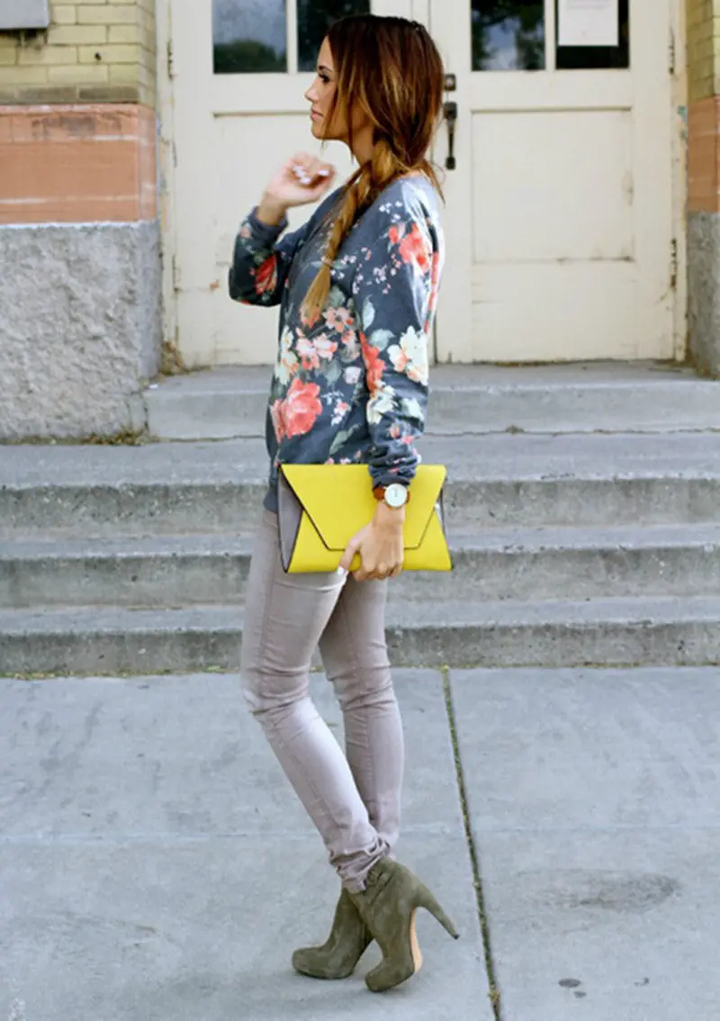 Plus Size Retro Floral Print Long Sleeve Casual Sweatshirt Women O Neck Pullover Sweats Tops 3