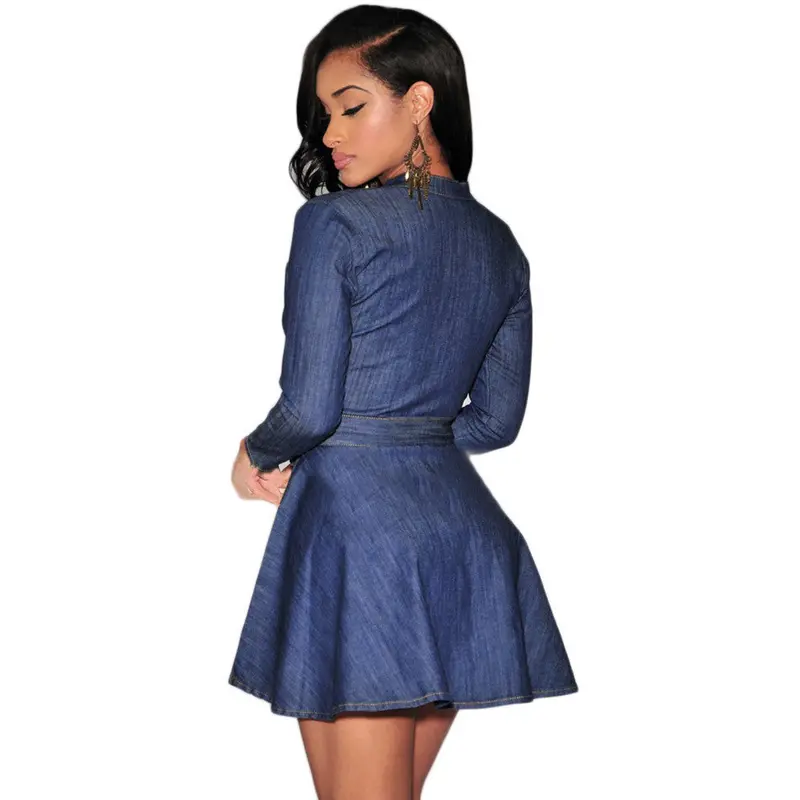 Plus Size Sxl Dress Sexy Romper Style Women Clothing Loose Casual Denim Dress Elegant Ol Slim Dresses 3