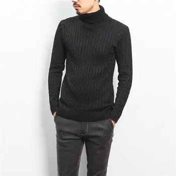 Plus Size Turtleneck Sweaters Pullovers Casual Slim Fit Long Sleeved Knitted Sweaters Hombre 1