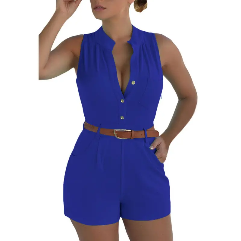 Plus-Size White Denim Romper – Adjustable Playsuit Jumpsuit with Shorts for Women