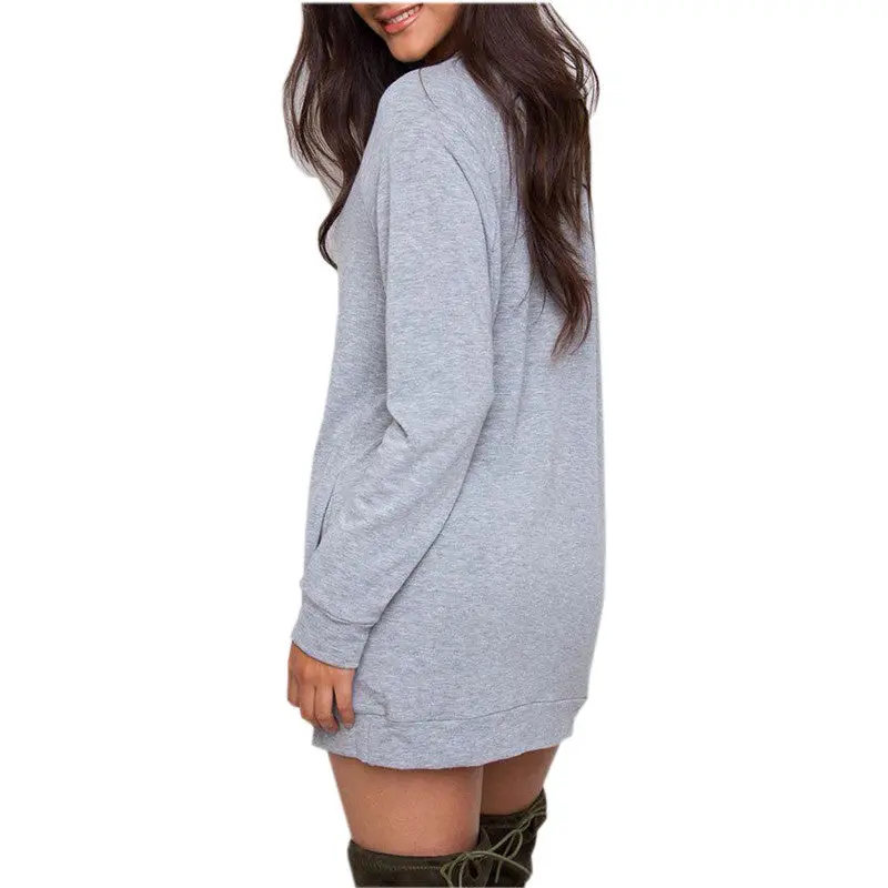 Plus Size Women Casual Dress Long Sleeve Pocket Casual Mini Dress Warm Solid Color Loose Dress Vestidos Gv329 5