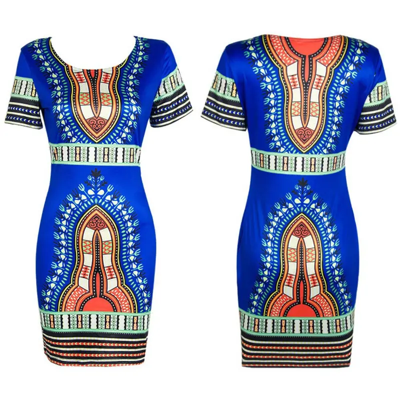 Plus Size Women Clothing Vintage Robe Sale African Print Dashiki Dress Party Slim Bodycon Mini Women's Dresses Feida 1