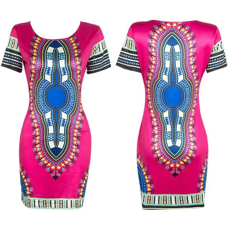 Plus Size Women Clothing Vintage Robe Sale African Print Dashiki Dress Party Slim Bodycon Mini Women's Dresses Feida 5