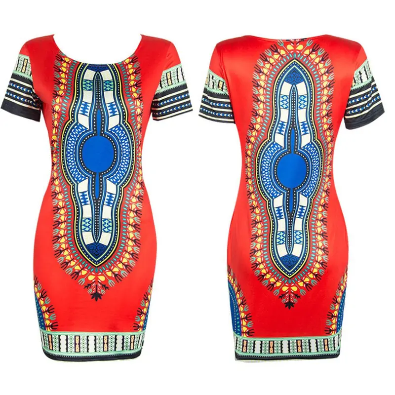 Plus Size Women Clothing Vintage Robe Sale African Print Dashiki Dress Party Slim Bodycon Mini Women's Dresses Feida 6